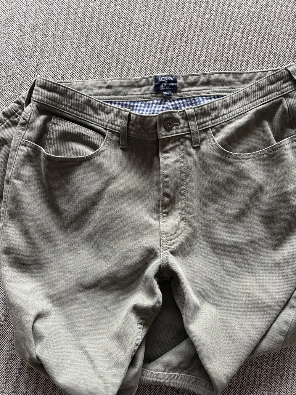 J. Crew Men's Chino Pants in Light Olive/Taupe Lined sz 33x32